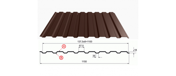 Профнастил коричневый оцинкованный  RAL 8017 С-20 купить недорого в Воскресенске